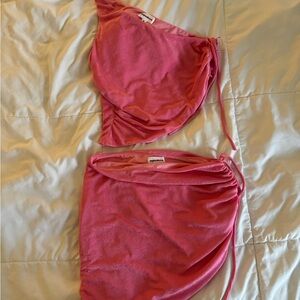 Superdown Pink One-Shoulder Two-Piece Set